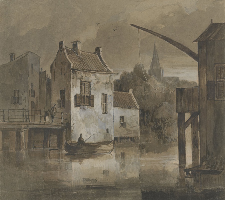 Reinier Craeyvanger - Stadsgezicht, bij avond