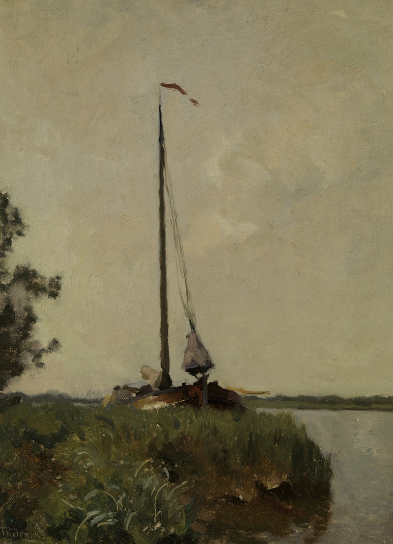Willem Bastiaan Tholen - Landschap met schuit