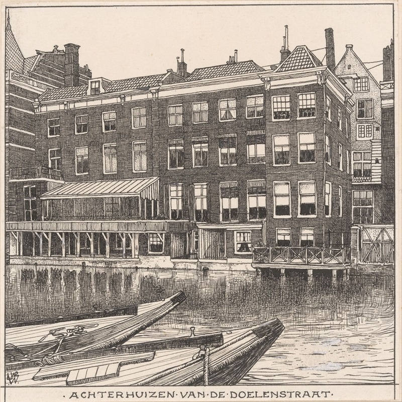 Willem Wenckebach - Achterhuizen van de Doelenstraat te Amsterdam