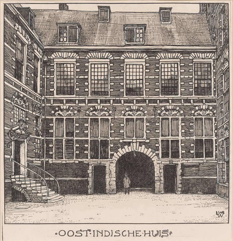 Willem Wenckebach - Binnenplaats van het Oost-Indische Huis aan de Oude Hoogstraat te Amsterdam