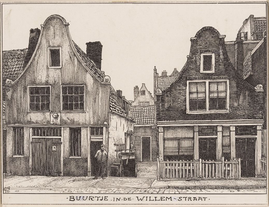 Willem Wenckebach - Buurtje in de Willemstraat te Amsterdam