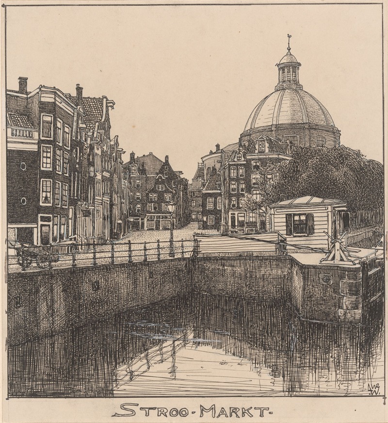 Willem Wenckebach - De Stroo Markt te Amsterdam