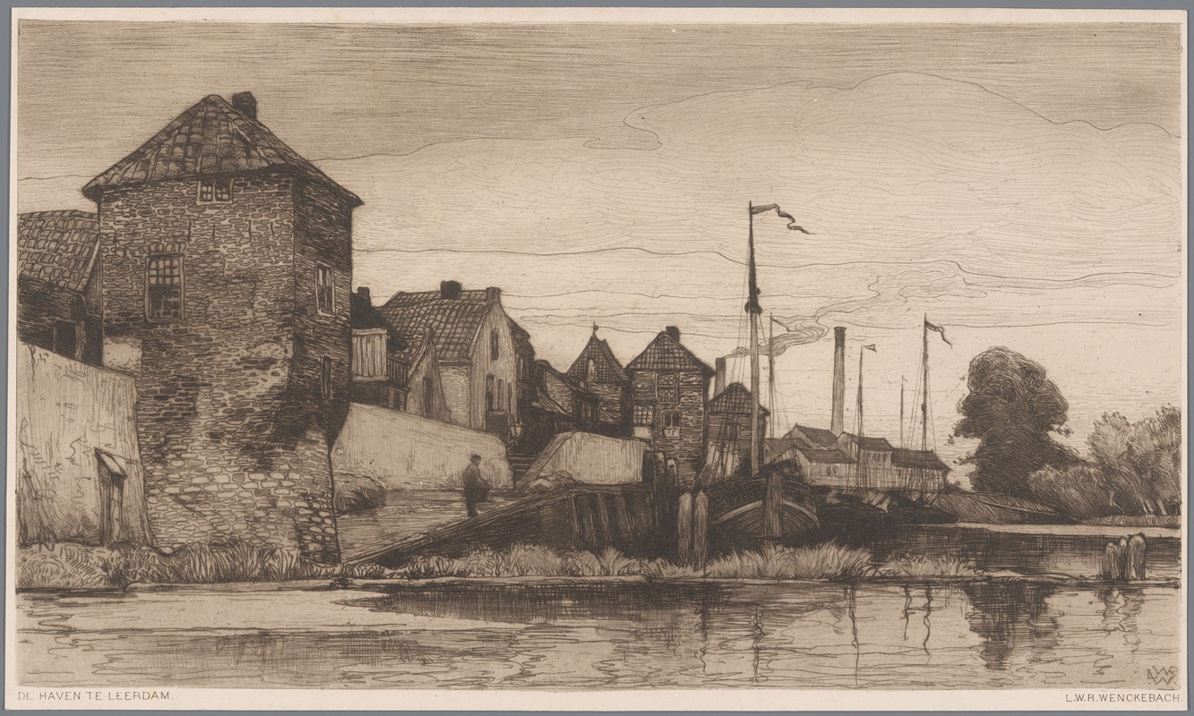 Willem Wenckebach - Gezicht op de haven van Leerdam