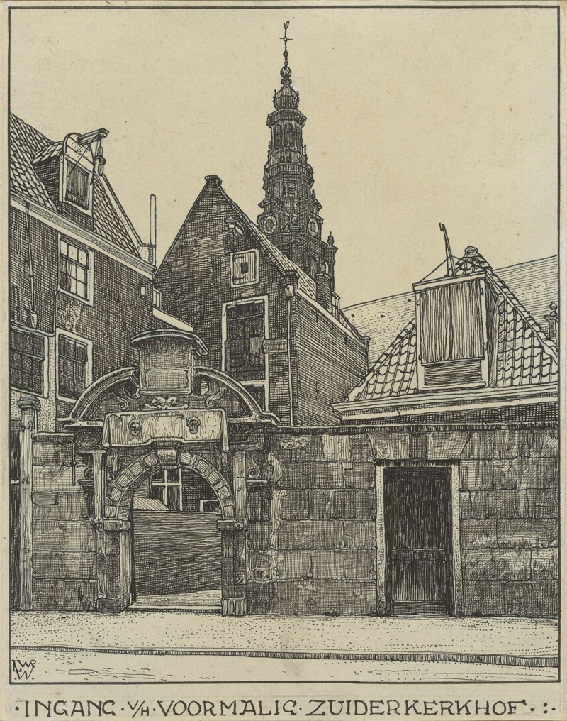 Willem Wenckebach - Ingang van het voormalige Zuiderkerkhof aan de St. Anthonie Breestraat te Amsterdam