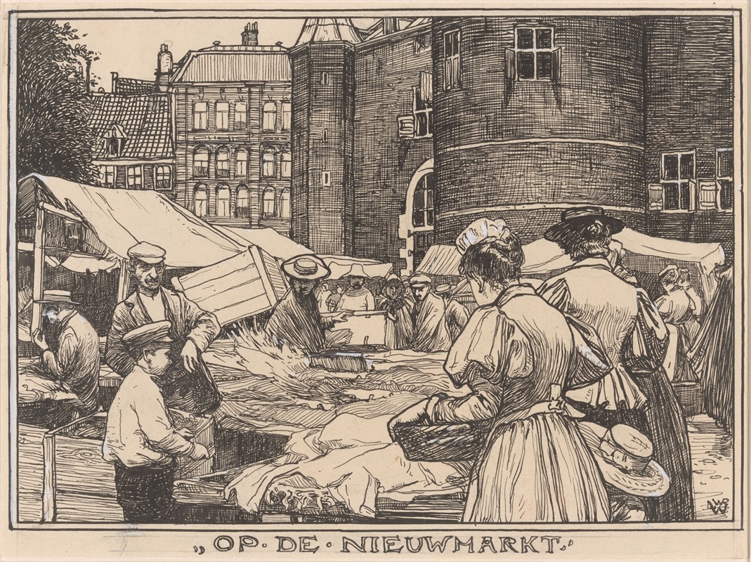 Willem Wenckebach - Op de Nieuwmarkt te Amsterdam