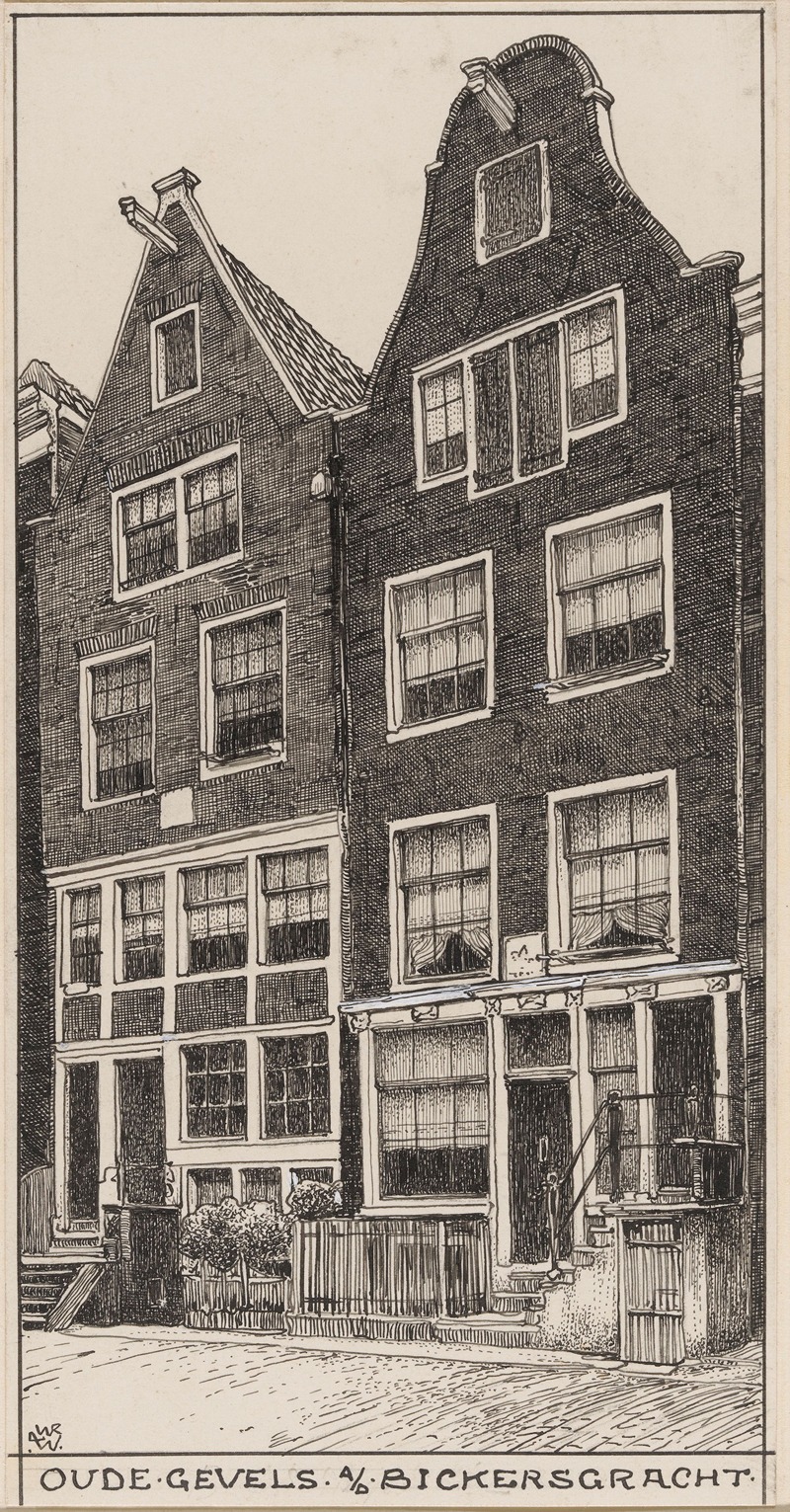 Willem Wenckebach - Oude gevels aan de Bickersgracht te Amsterdam