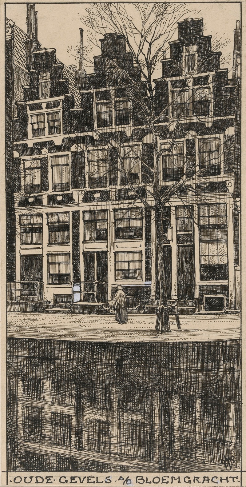 Willem Wenckebach - Oude gevels aan de Bloemgracht te Amsterdam,