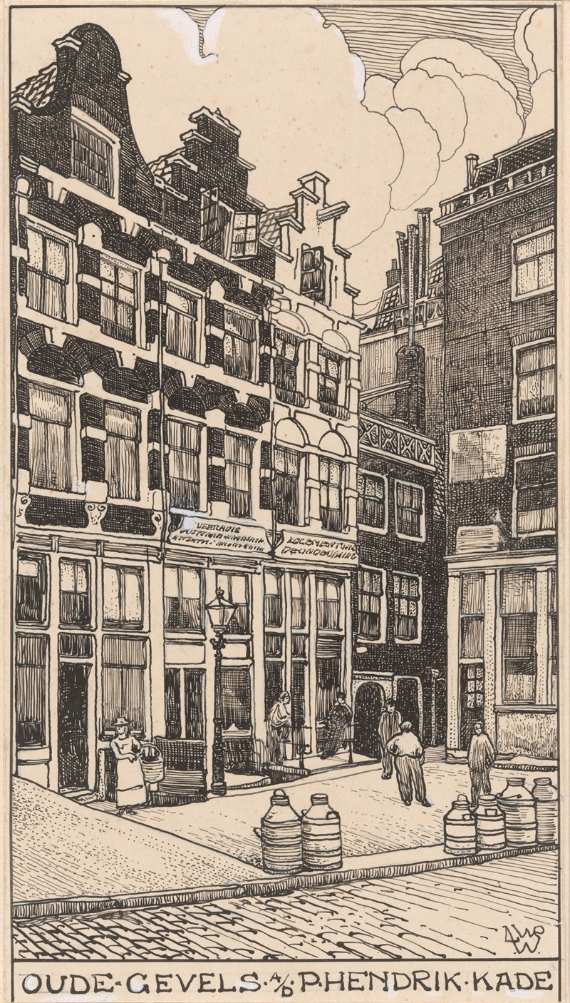 Willem Wenckebach - Oude gevels aan de Prins Hendrik Kade te Amsterdam
