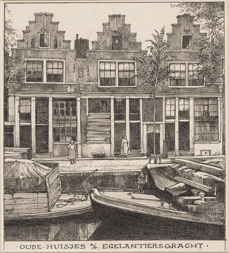 Willem Wenckebach - Oude huisjes aan de Egelantiersgracht te Amsterdam