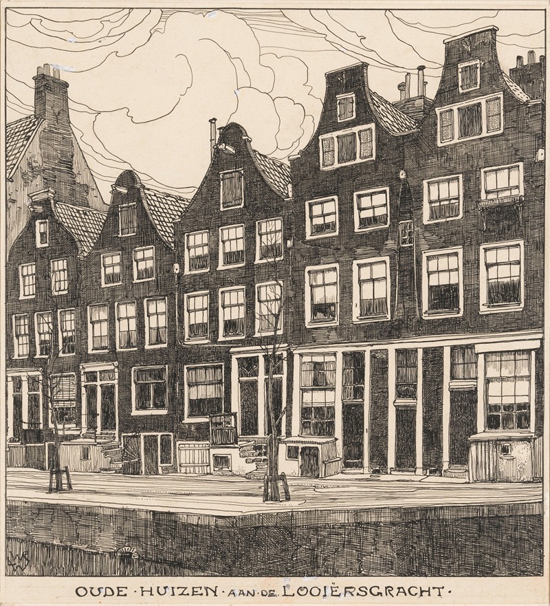 Willem Wenckebach - Oude huizen aan de Looiersgracht te Amsterdam