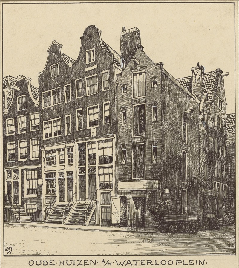 Willem Wenckebach - Oude huizen aan het Waterlooplein te Amsterdam