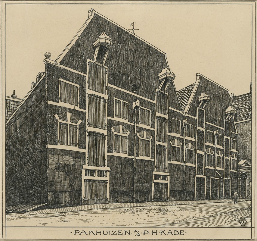 Willem Wenckebach - Pakhuizen aan de Prins Hendrikkade te Amsterdam