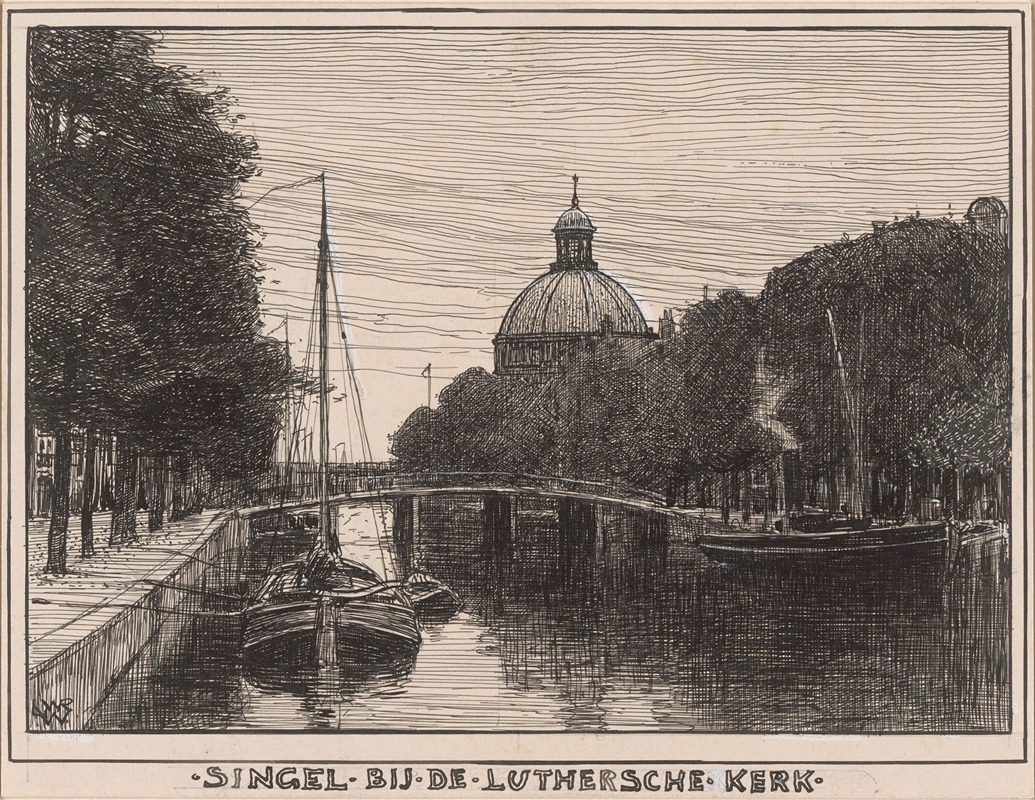 Willem Wenckebach - Singel bij de Luthersche kerk te Amsterdam