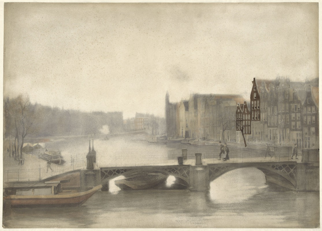 Willem Witsen - Gezicht op de Binnen-Amstel in de nevel