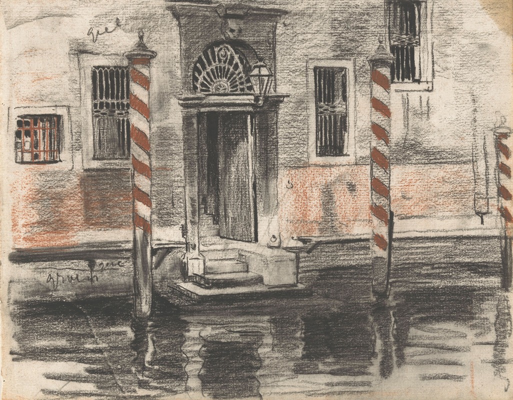 Willem Witsen - Huis aan de Canale Grande te Venetië, met kleurnotities