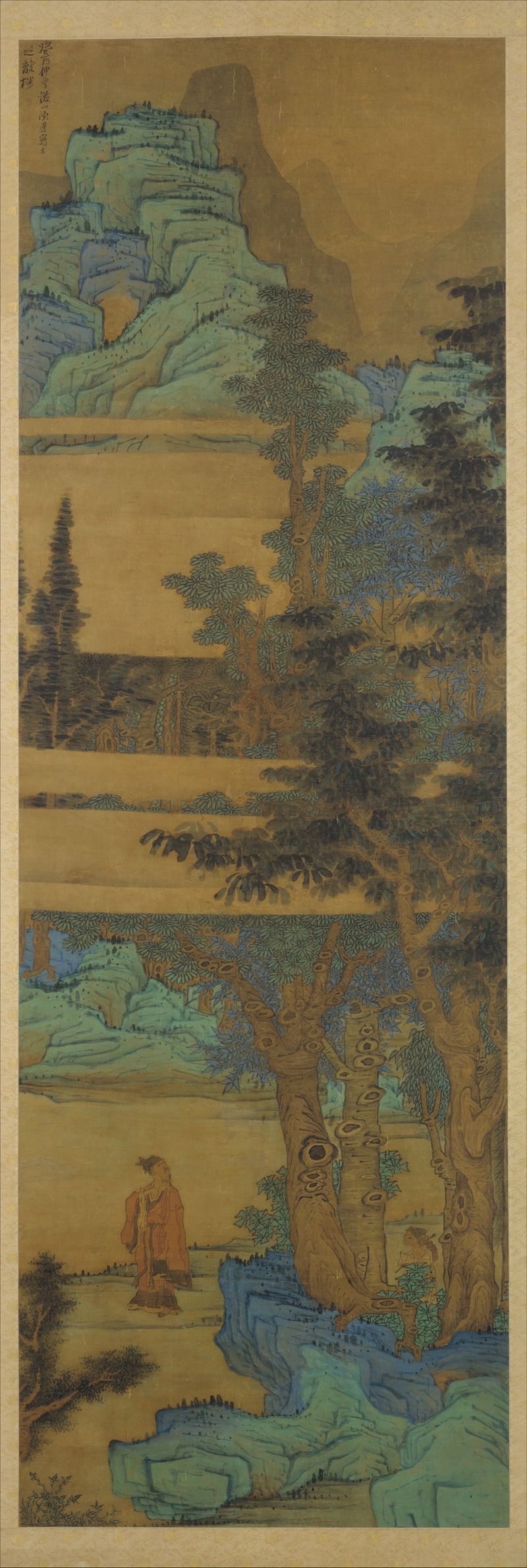 Chen Hongshou - Scholar-recluse in blue-green landscape