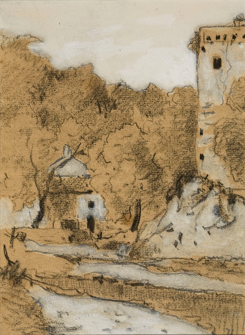 Alphonse Asselbergs - Tower and Ruins in Italy