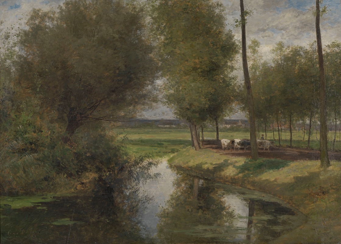 César De Cock - Landscape by the River Lys or The Road to the ‘Patijntje’ in Ghent