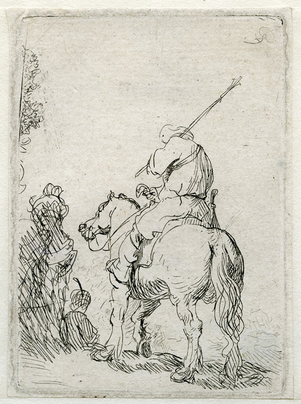 Rembrandt van Rijn - A Turbanded Soldier on Horseback