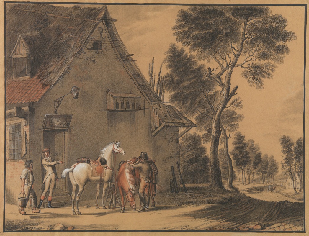 Eugène Joseph Verboeckhoven - A Halt at the Inn