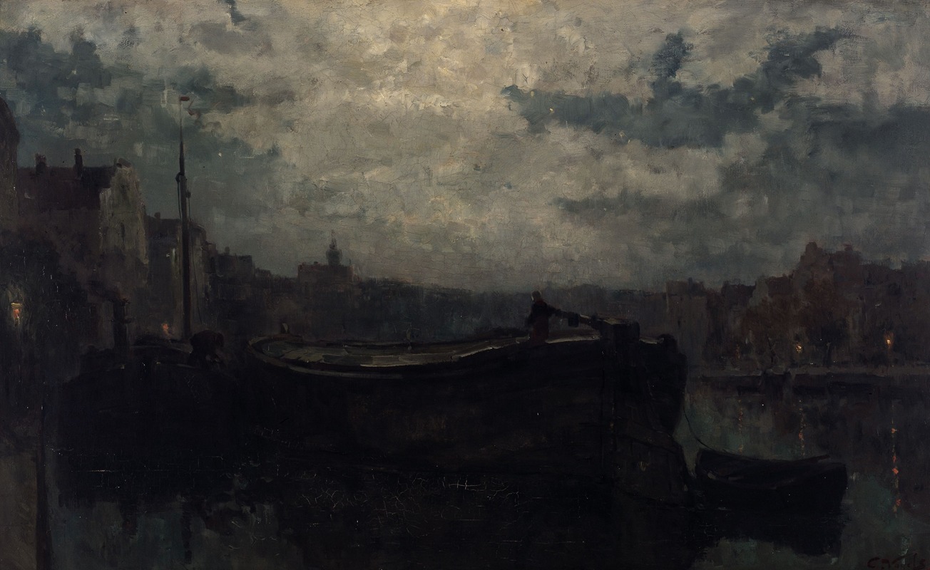 Guillaume Vogels - Dutch Canal at Night A