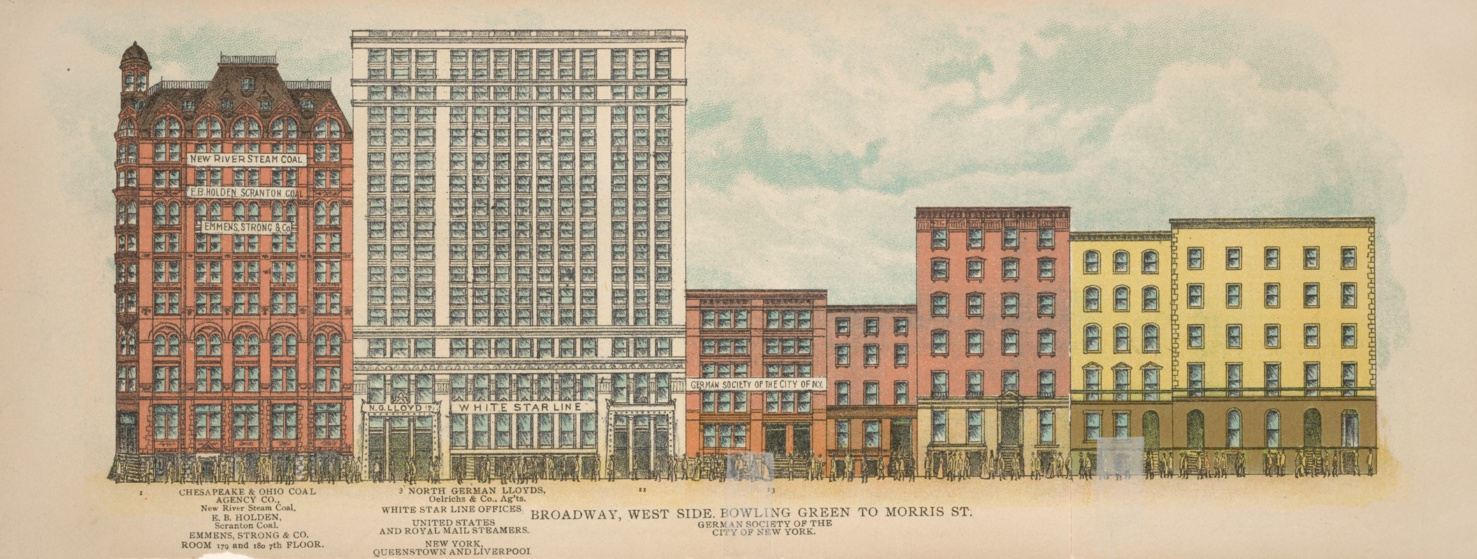 Mail & Express - Broadway, West Side. Bowling Green to Morris St.