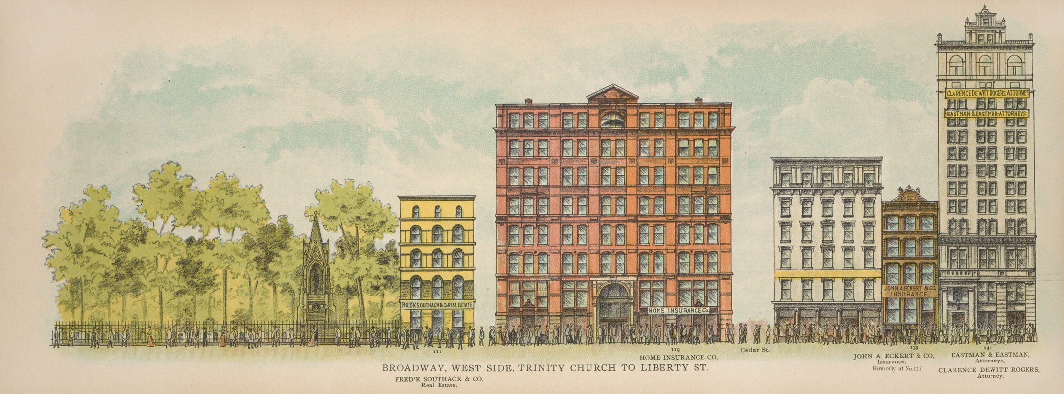 Mail & Express - Broadway, West Side. Trinity Church to Liberty St.