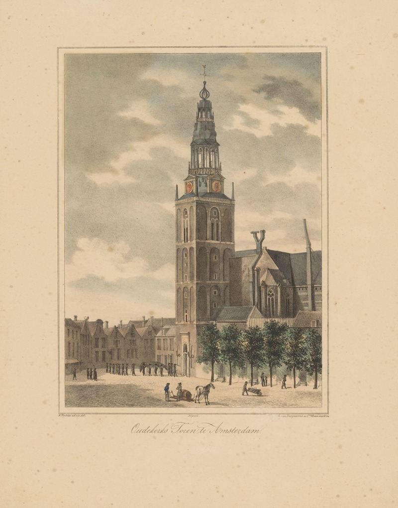 Abraham Vinkeles - Oudekerks Toren te Amsterdam