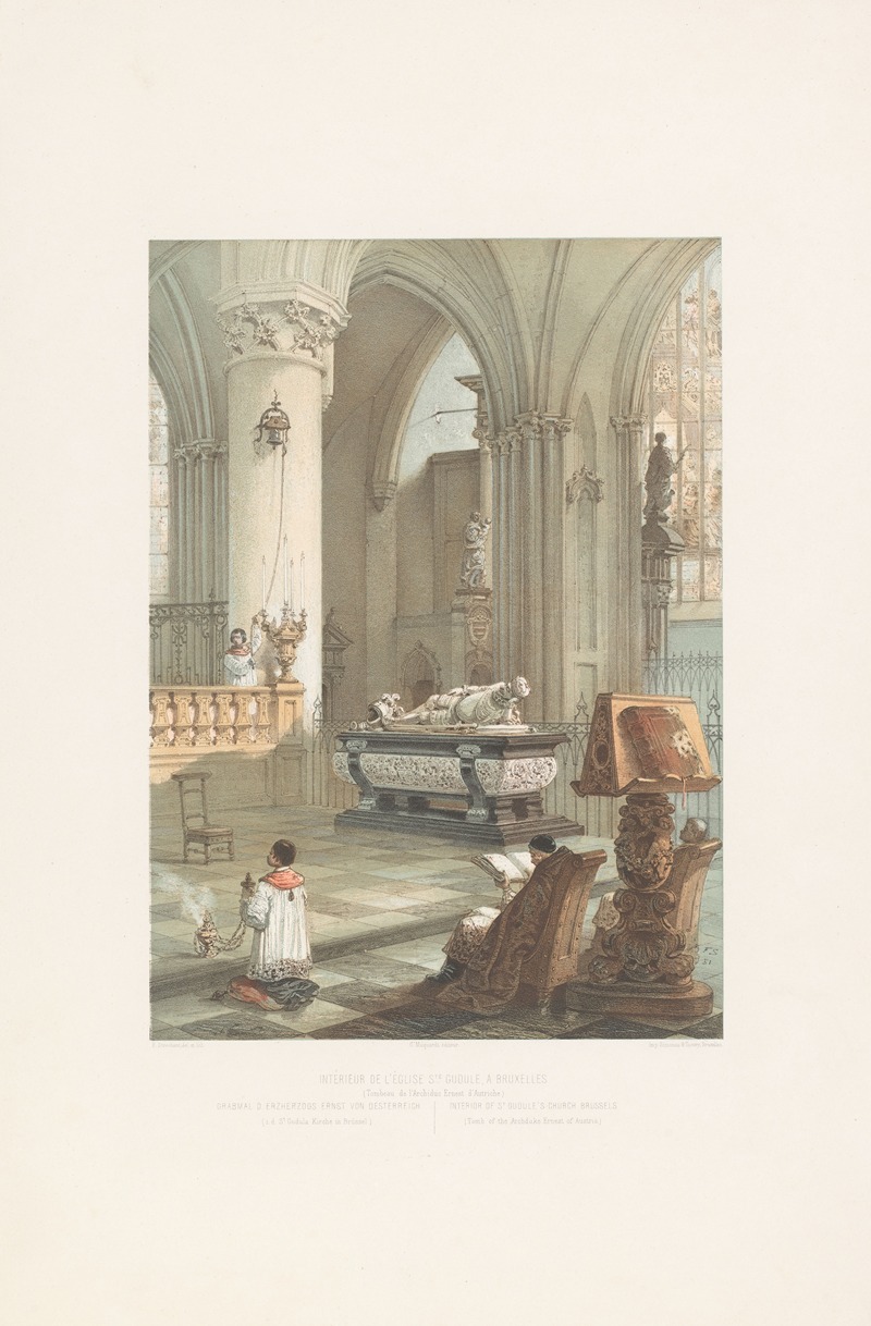 François Stroobant - Interior of St Gudule’s church Brussels