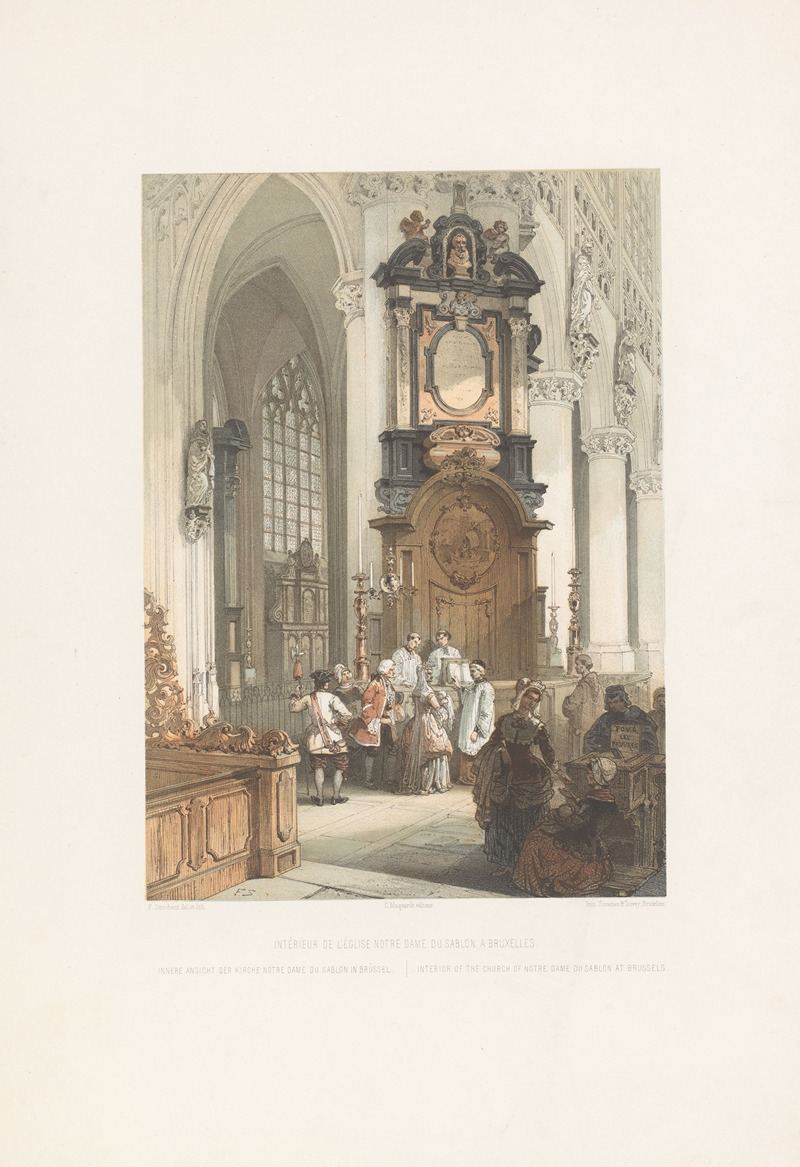 François Stroobant - Interior of the church of Notre Dame du Sablon at Brussels