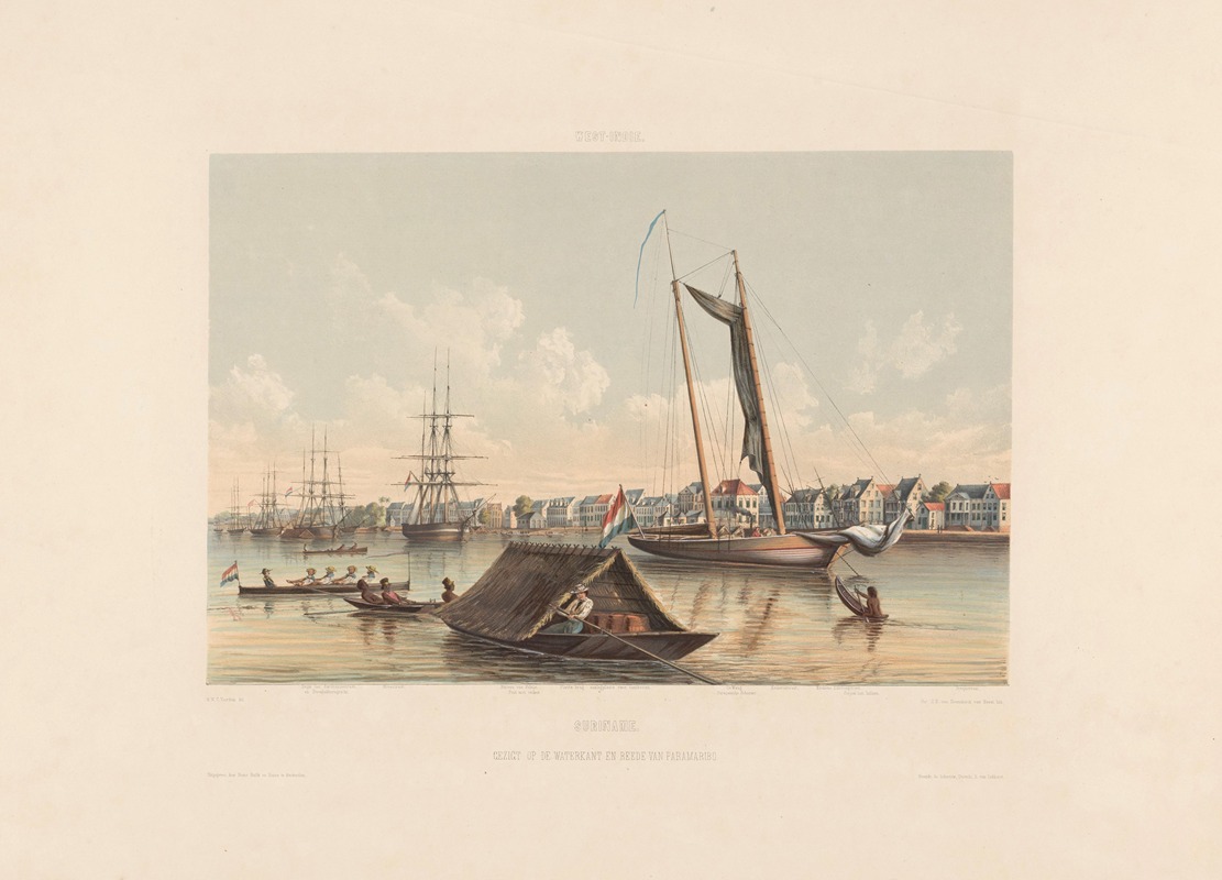 Gerard Voorduin - Suriname. Gezigt op de Waterkant en reede van Paramaribo