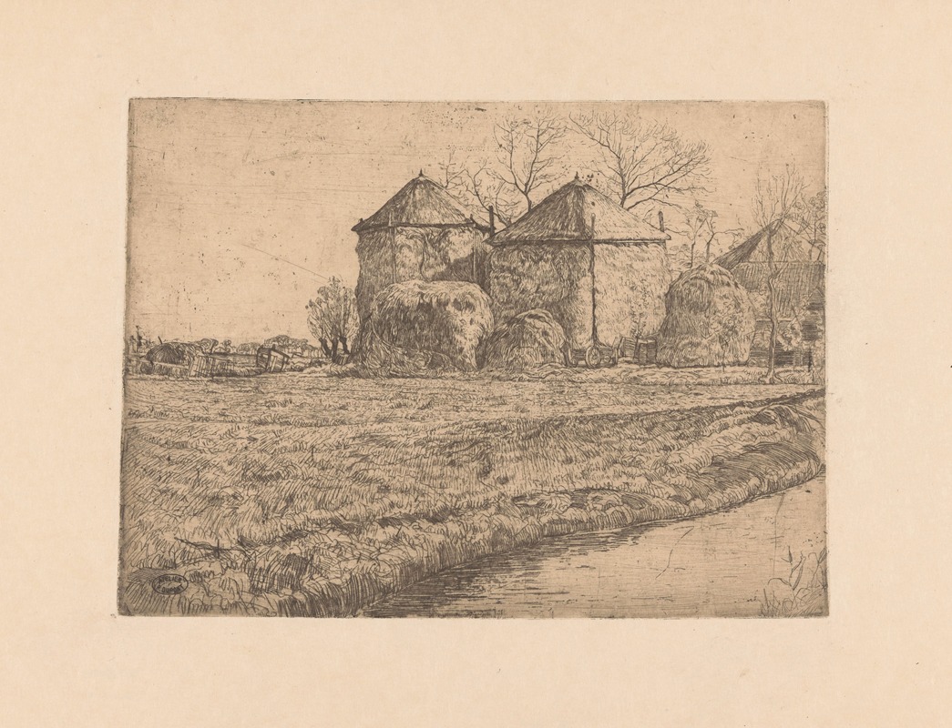 Pieter Dupont - Boerderij met twee hooischuren