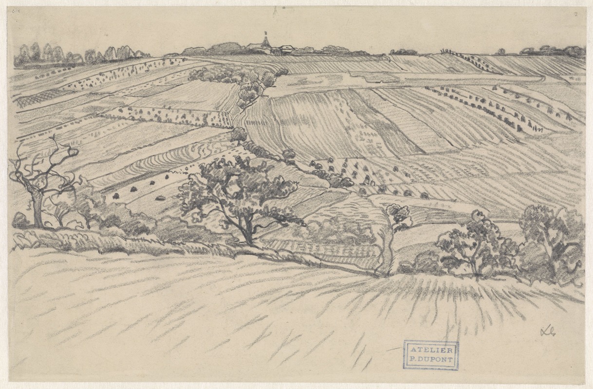 Pieter Dupont - Heuvelachtig landschap met korenvelden