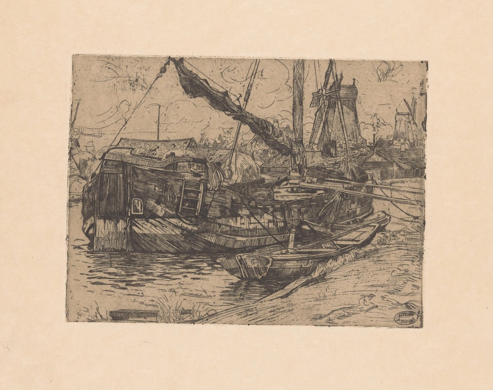 Pieter Dupont - Tjalk in de Baarsjes in Amsterdam