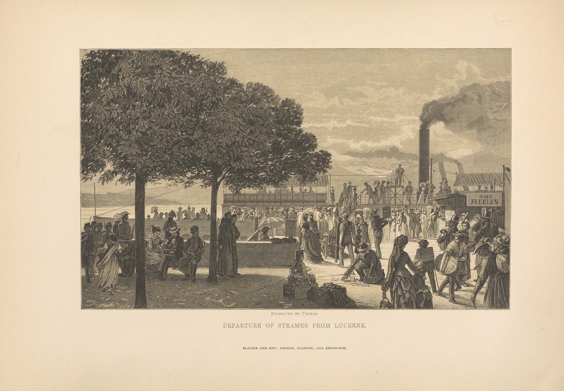 Theodor Gsell Fels - P.‎ ‎Weber – Departure‎ ‎of‎ ‎Steamer‎ ‎from‎ ‎Lucerne
