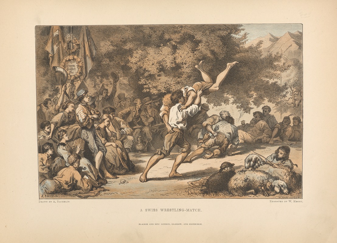 Theodor Gsell Fels - A. Bachelin – A Swiss Wrestling-match