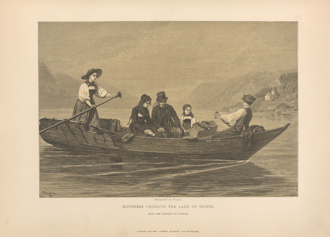 Theodor Gsell Fels - B.‎ ‎Vautier – Mourners‎ ‎Crossing‎ ‎the‎ ‎Lake‎ ‎of‎ ‎Brienz