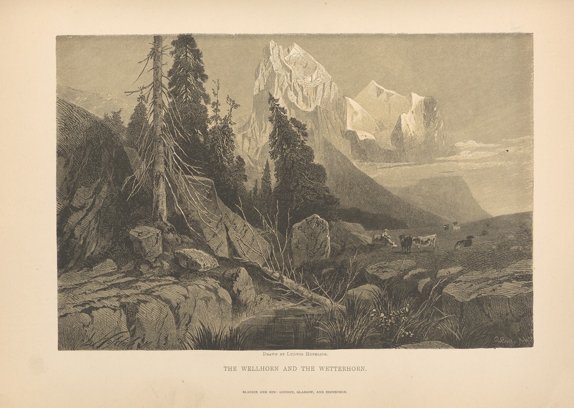 Theodor Gsell Fels - Ludwig‎ ‎Hofelich – The‎ ‎Wellhorn‎ ‎and‎ ‎the‎ ‎Wetterhorn