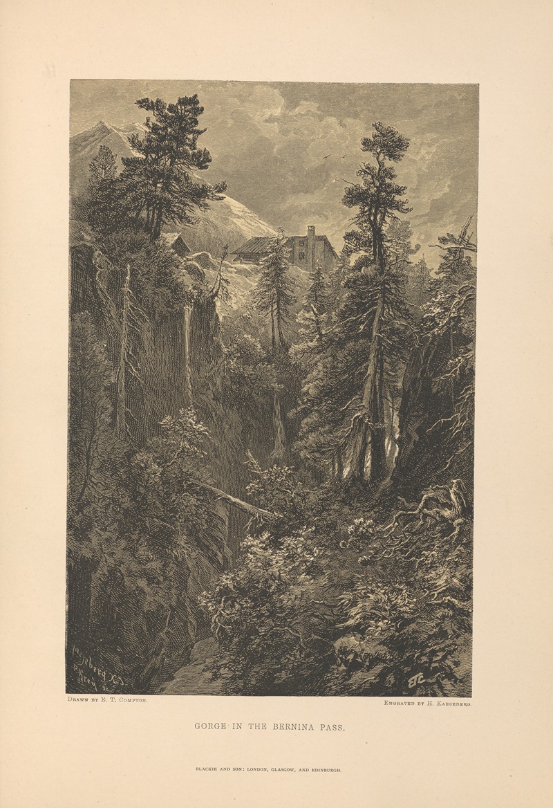 Theodor Gsell Fels - E.‎ ‎T.‎ ‎Compton – Gorge‎ ‎in‎ ‎the‎ ‎Bernina‎ ‎Pass