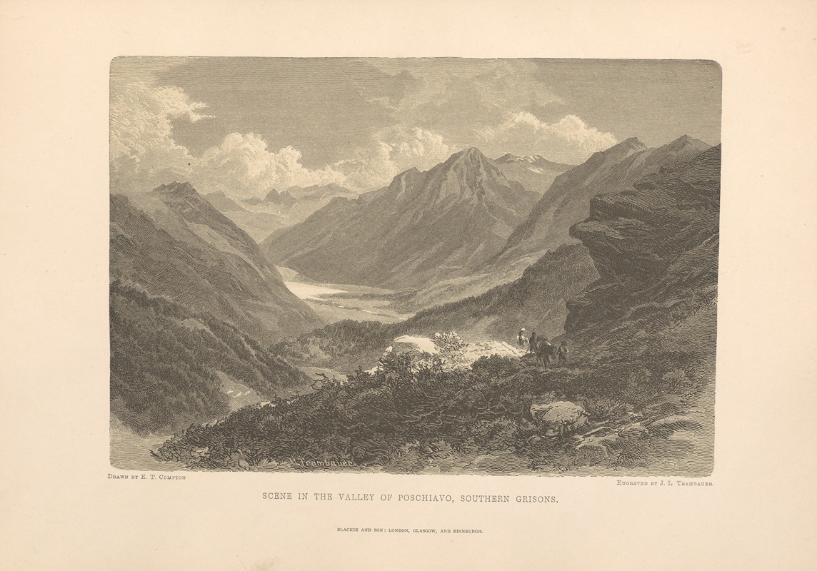 Theodor Gsell Fels - E.‎ ‎T.‎ ‎Compton – Scene‎ ‎in‎ ‎the‎ ‎Valley‎ ‎of‎ ‎Poschiavo,‎ ‎Southern‎ ‎Grisons