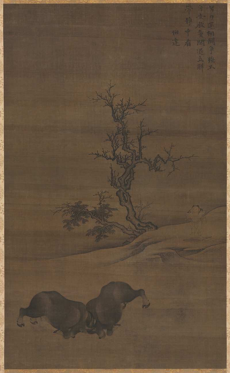 Guo Min - Herdboys and Buffalo in Landscape