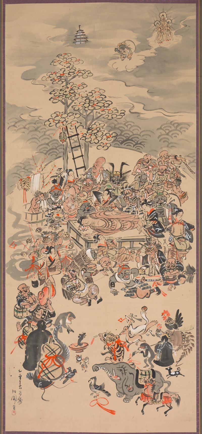 Hakuen - Ōtsu-e Nirvana of the Buddha (Ōtsu-e Butsu Nehanzu)