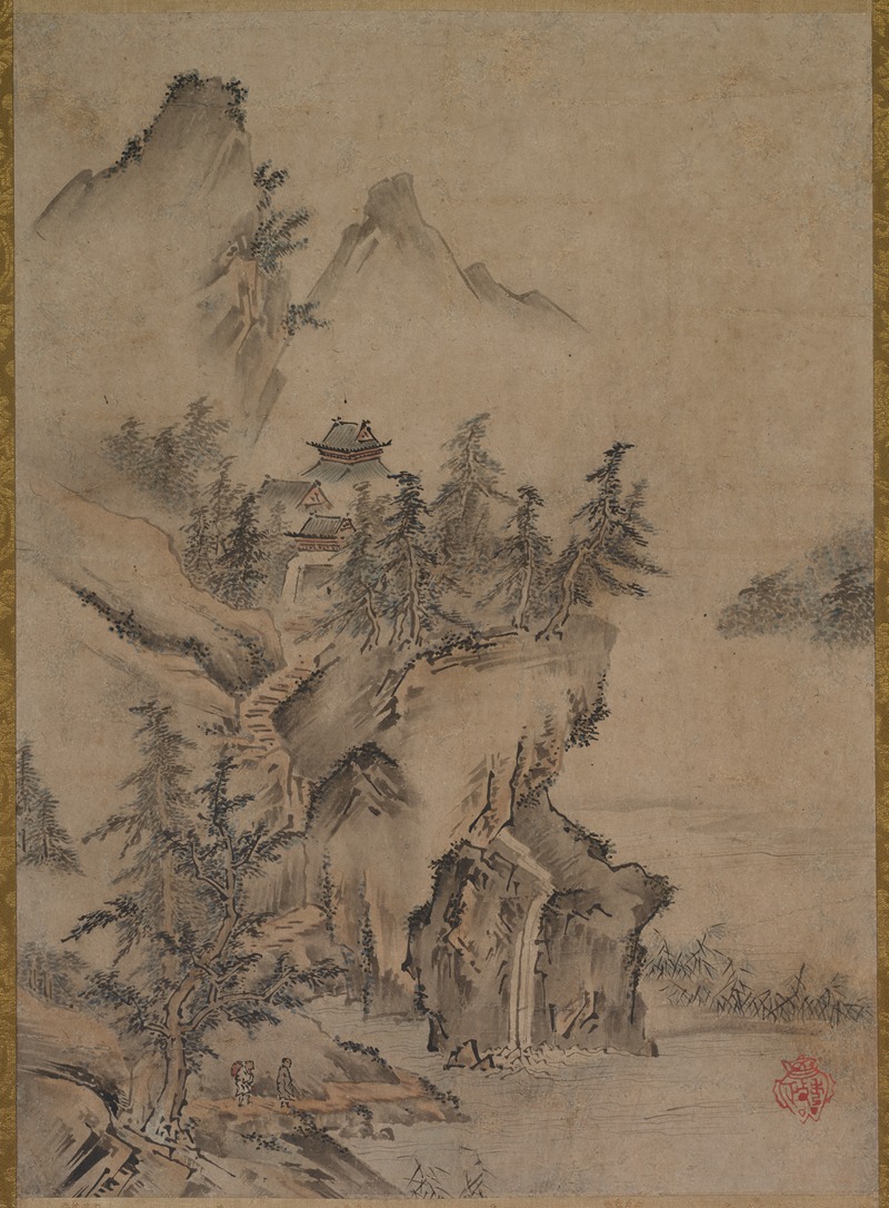 Kano Hidemasa - Chinese Literatus Traveling to a Mountain Temple