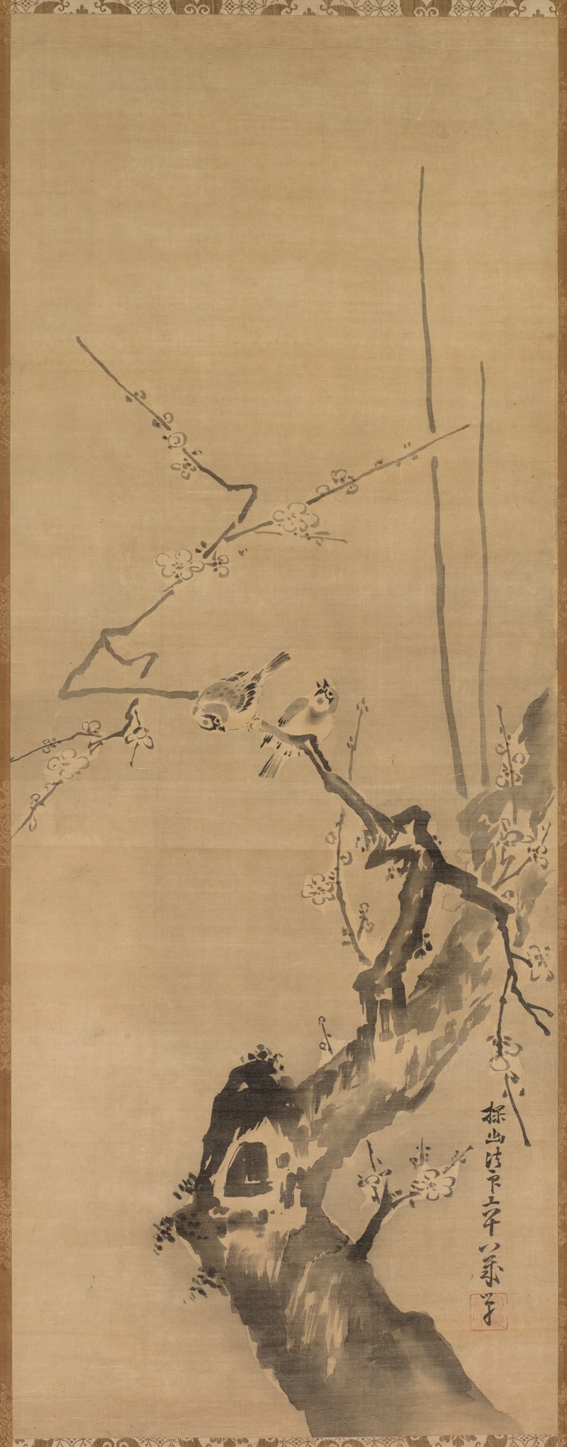 Kano Tan’yū - Sparrows on Blossoming Plum; A Sage with Tiger; Chinese Bird on Snow-Laden Branch