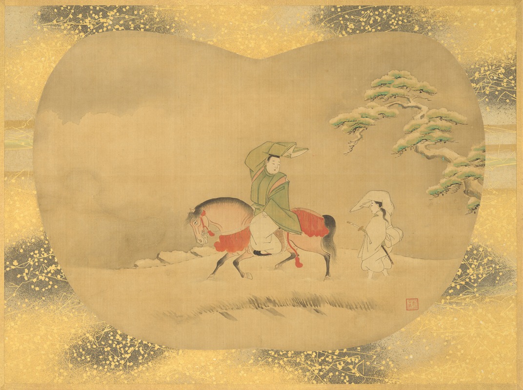 Kanō Tsunenobu - Man Riding Horse