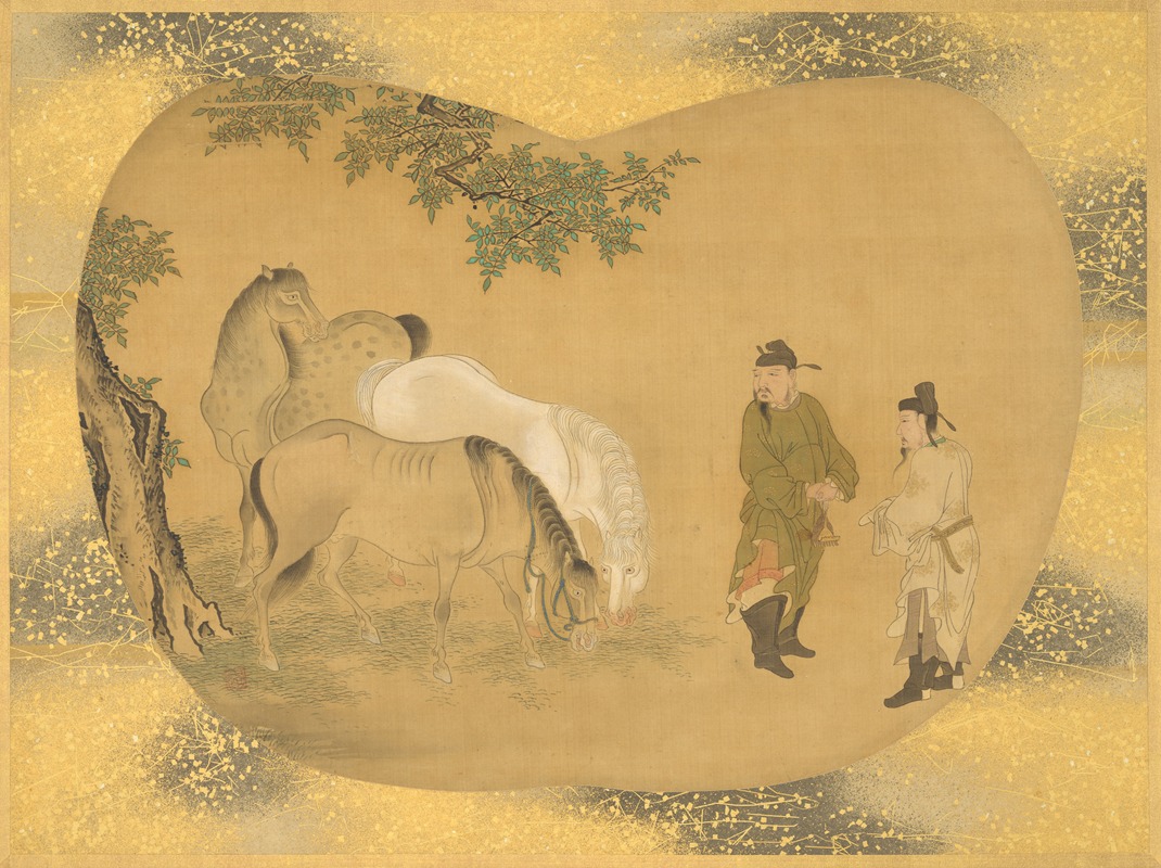 Kanō Tsunenobu - Officers with horses