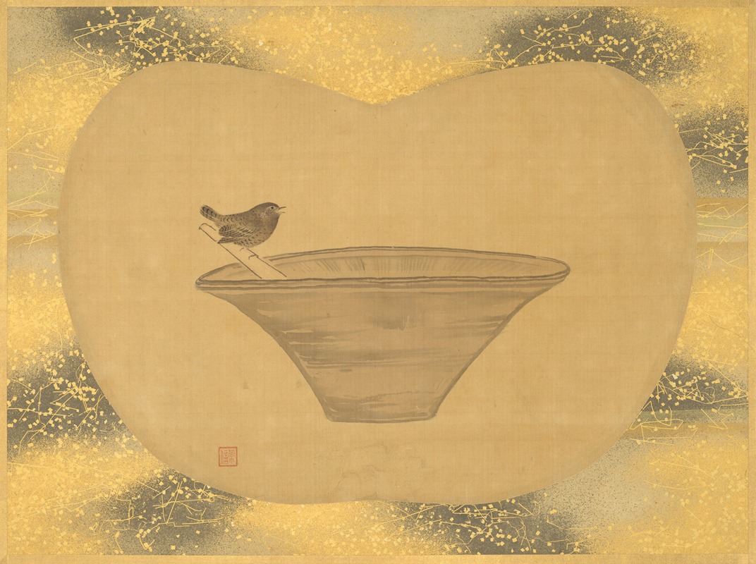 Kanō Tsunenobu - Small bird and mortar