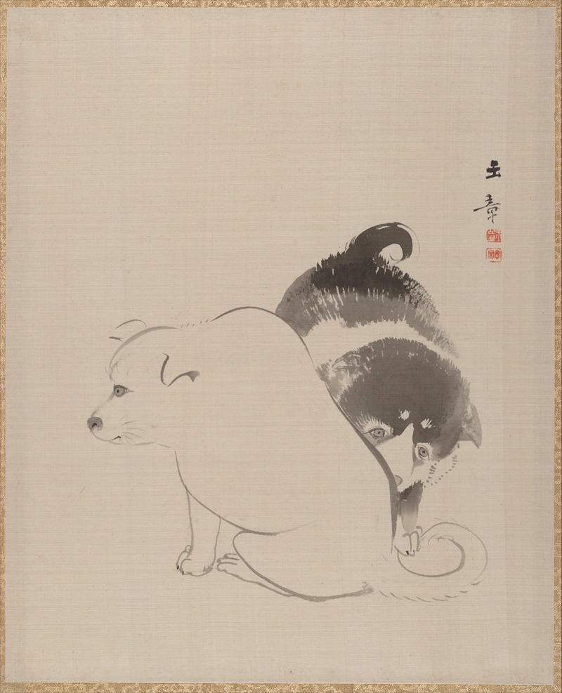 Kawabata Gyokushō - A Pair of Puppies