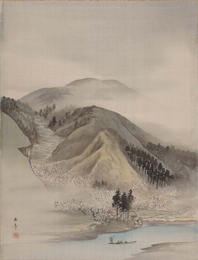 Kawabata Gyokushō - Blossoms by a River