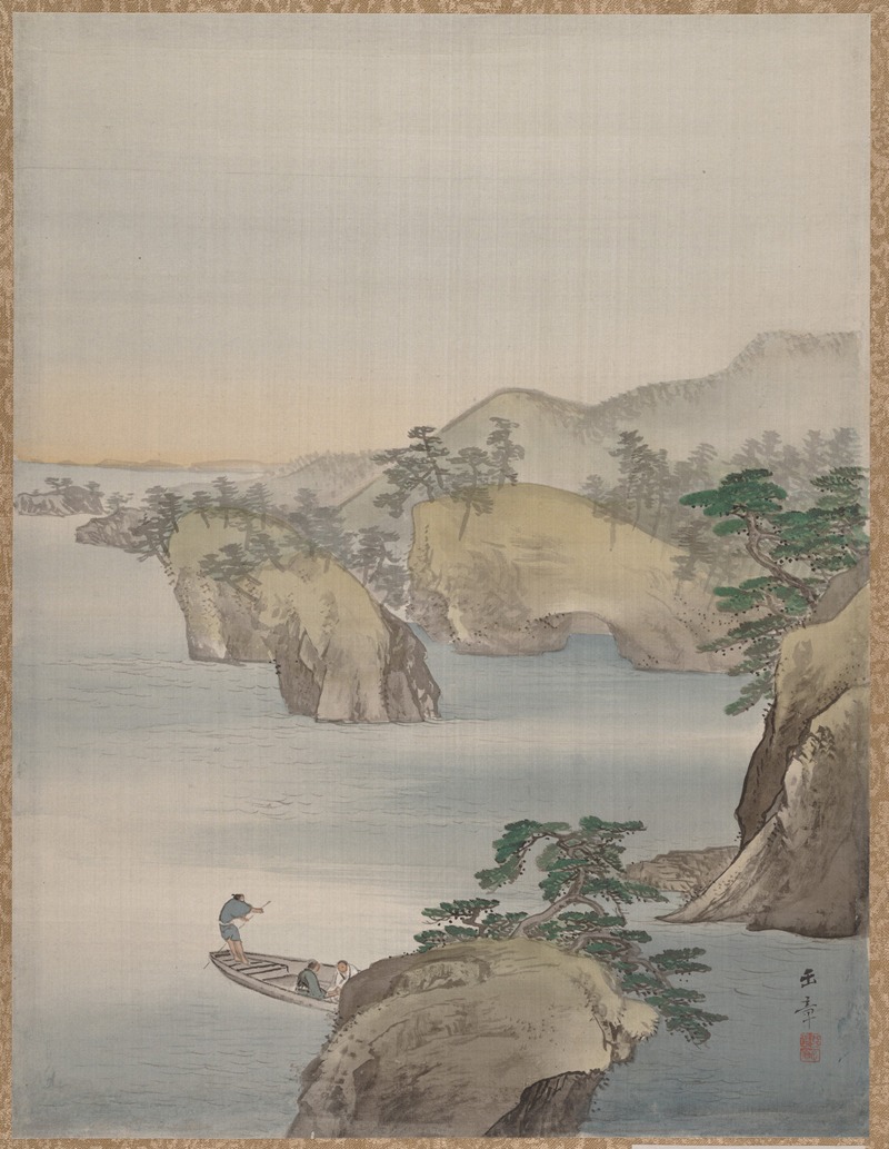 Kawabata Gyokushō - River Scene with Rocky Hills in Background